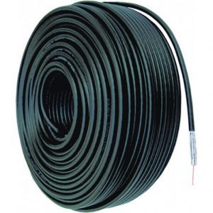 Cable Coaxial RG59 con Cable de poder 100m Negro
