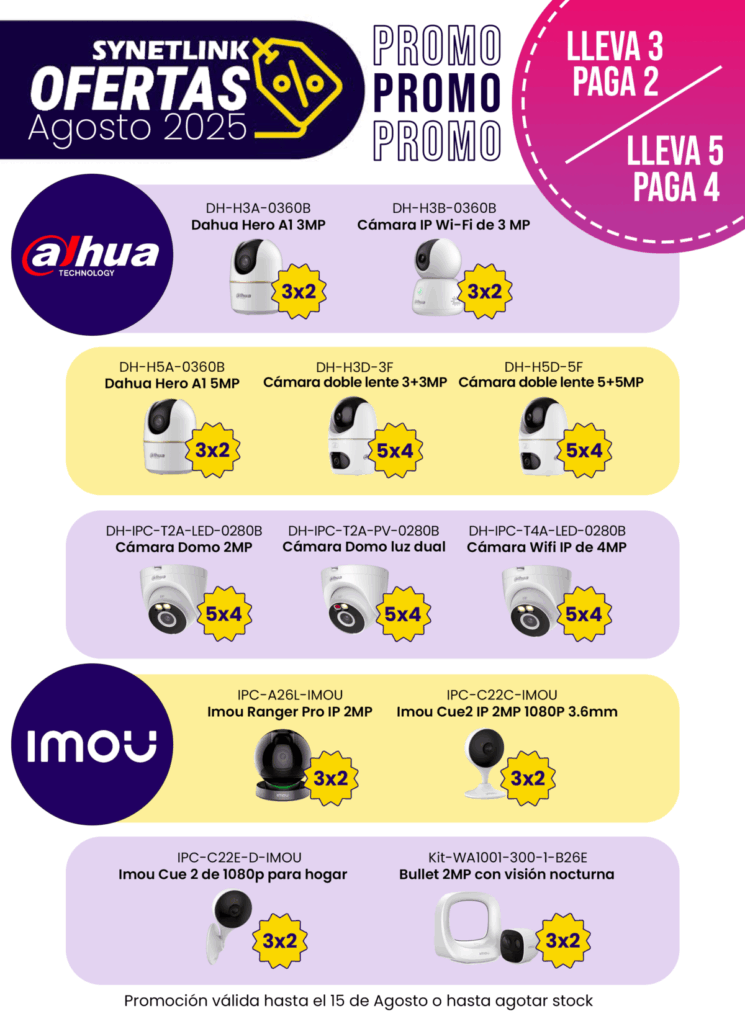 Promo Agosto Synetlink lleva 3 paga 2 / lleva 5 paga 4